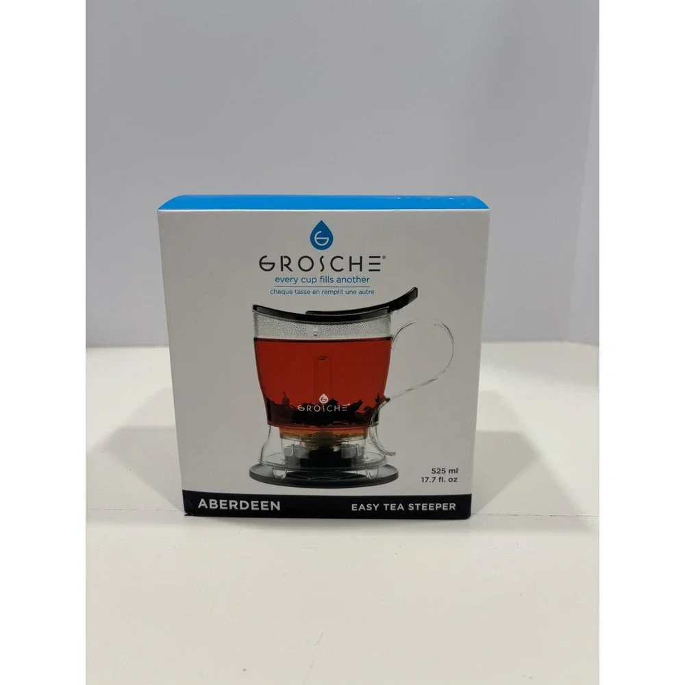 Grosche Aberdeen Easy Tea Steeper 17.7oz Bottom Dispensing Infuser Tritan Black